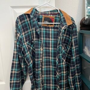 DRL Essentials Teal and Navy Plaid Button Shirt